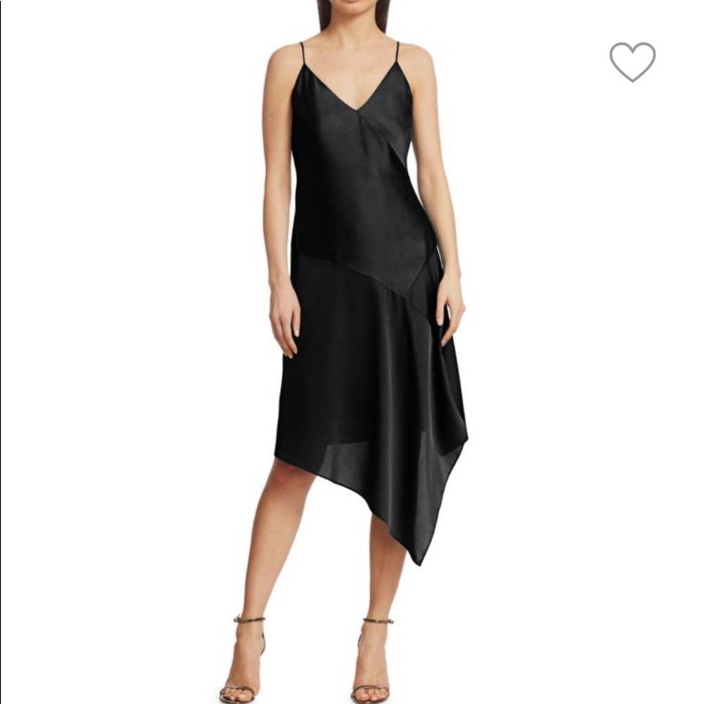 Bailey 44 Satin A Symmetrical black slip dress
